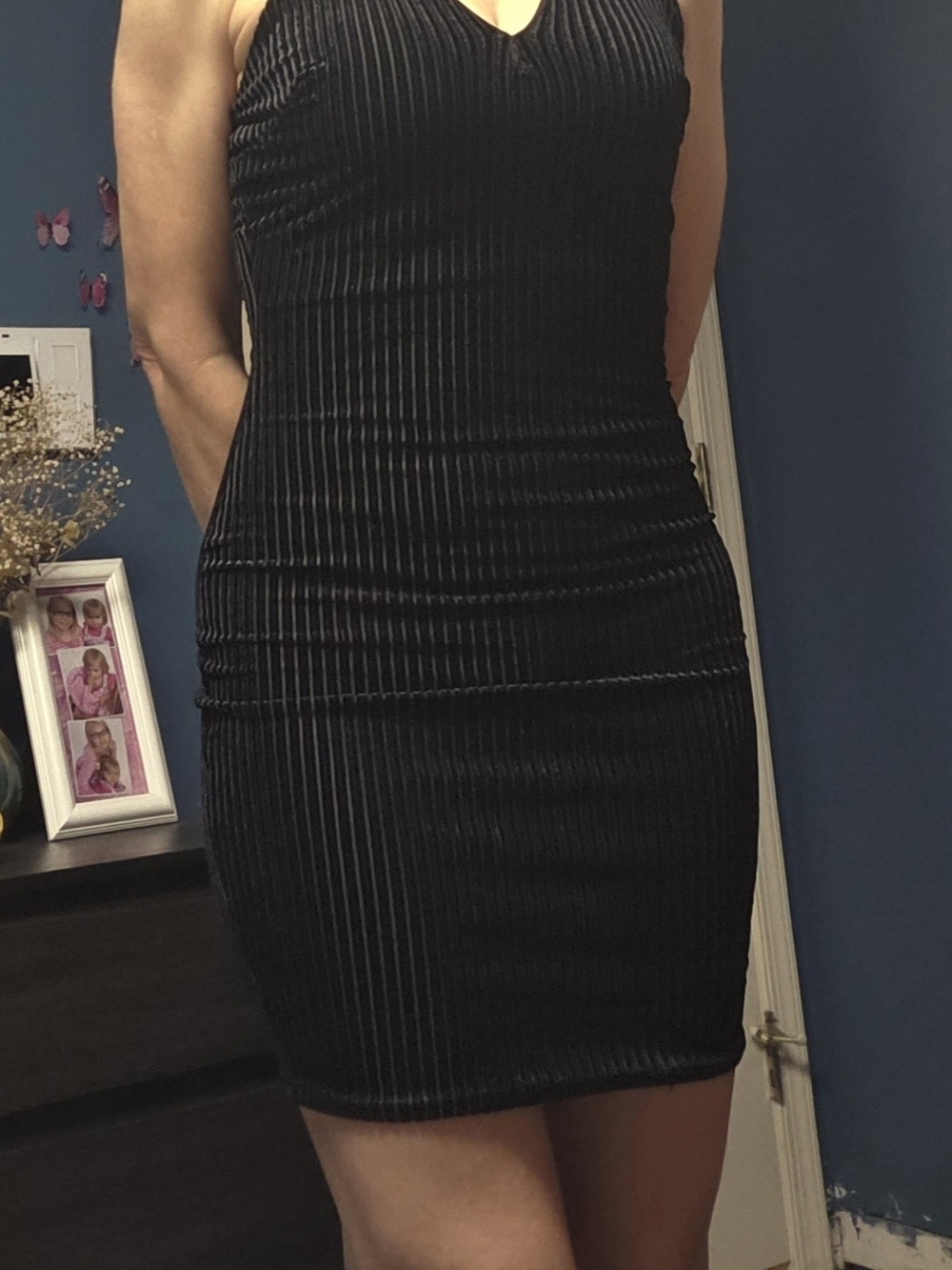 Women’s Black Ribbed Bodycon Dress